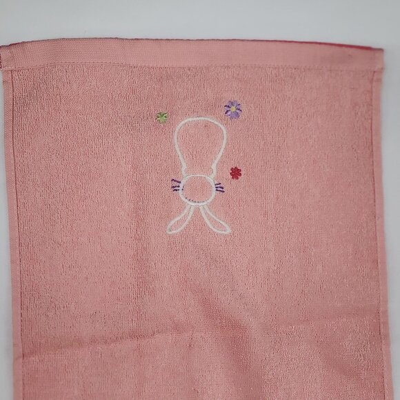 Blossoms & Blooms Pink Bunny Embroidered Hand Towel With Flowers 100% Cotton - Picture 8 of 8